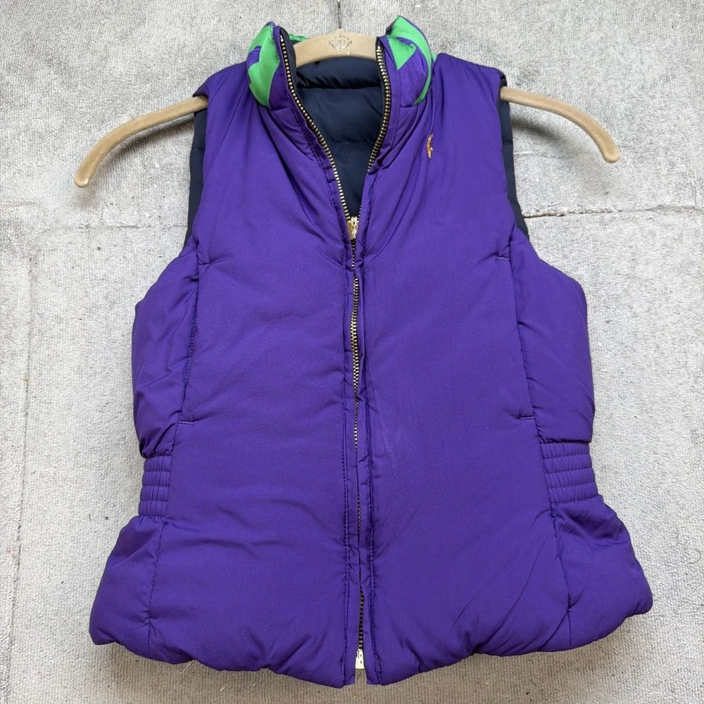 Ralph Lauren Kids Reversible Puffer Vest Down Filled‎ Preppy Winter Size 6
